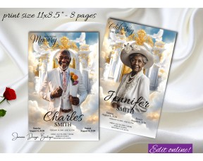 Heaven Gate Funeral Program Obituary,Red Sky Funeral Program Obituary Template,17x11,1-003f, (0-136)